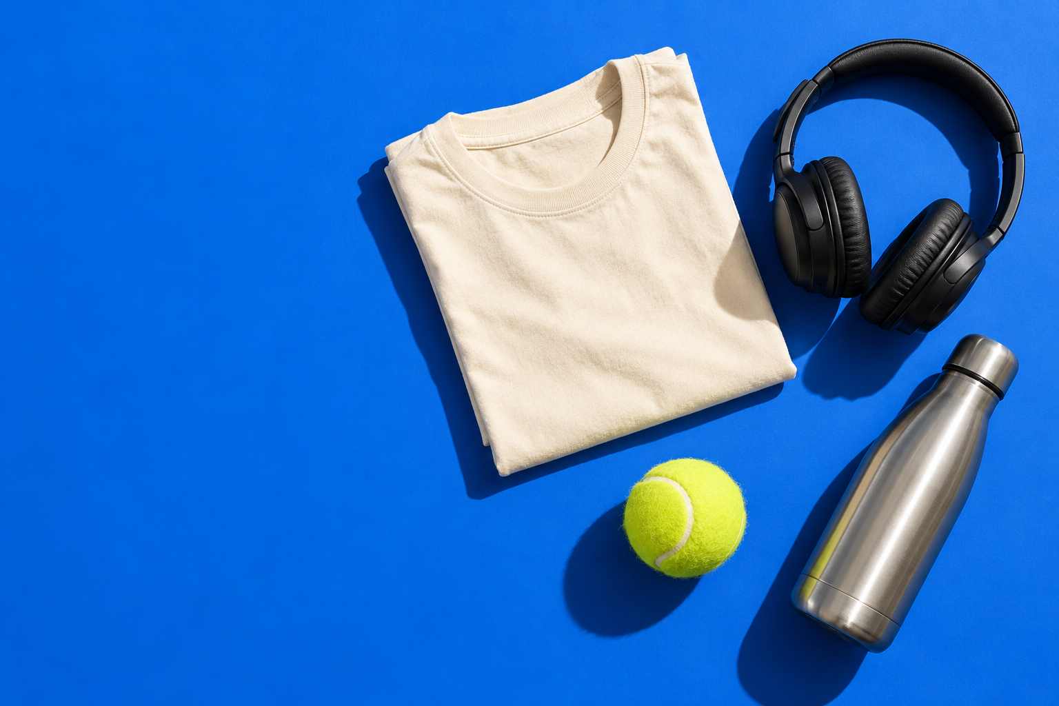 Accessoires du quotidien sans marque sur un fond bleu
